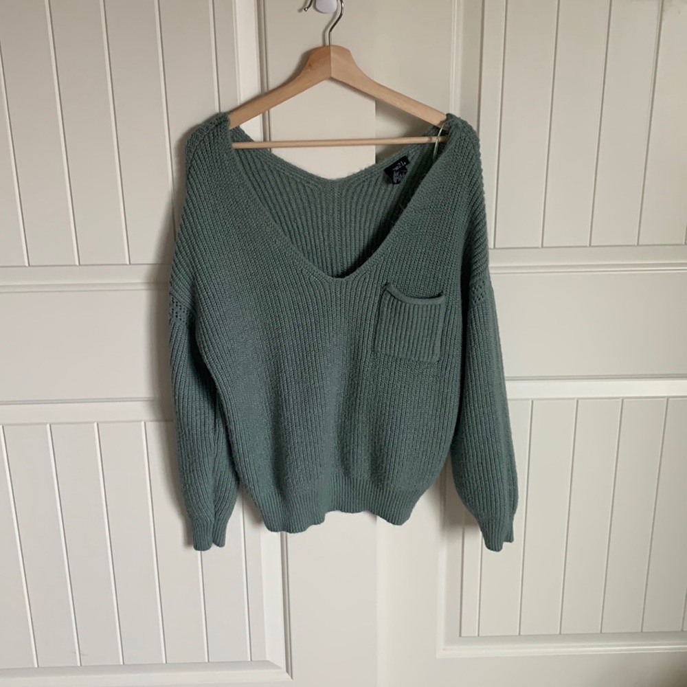 Sage drop shoulder knit sweater